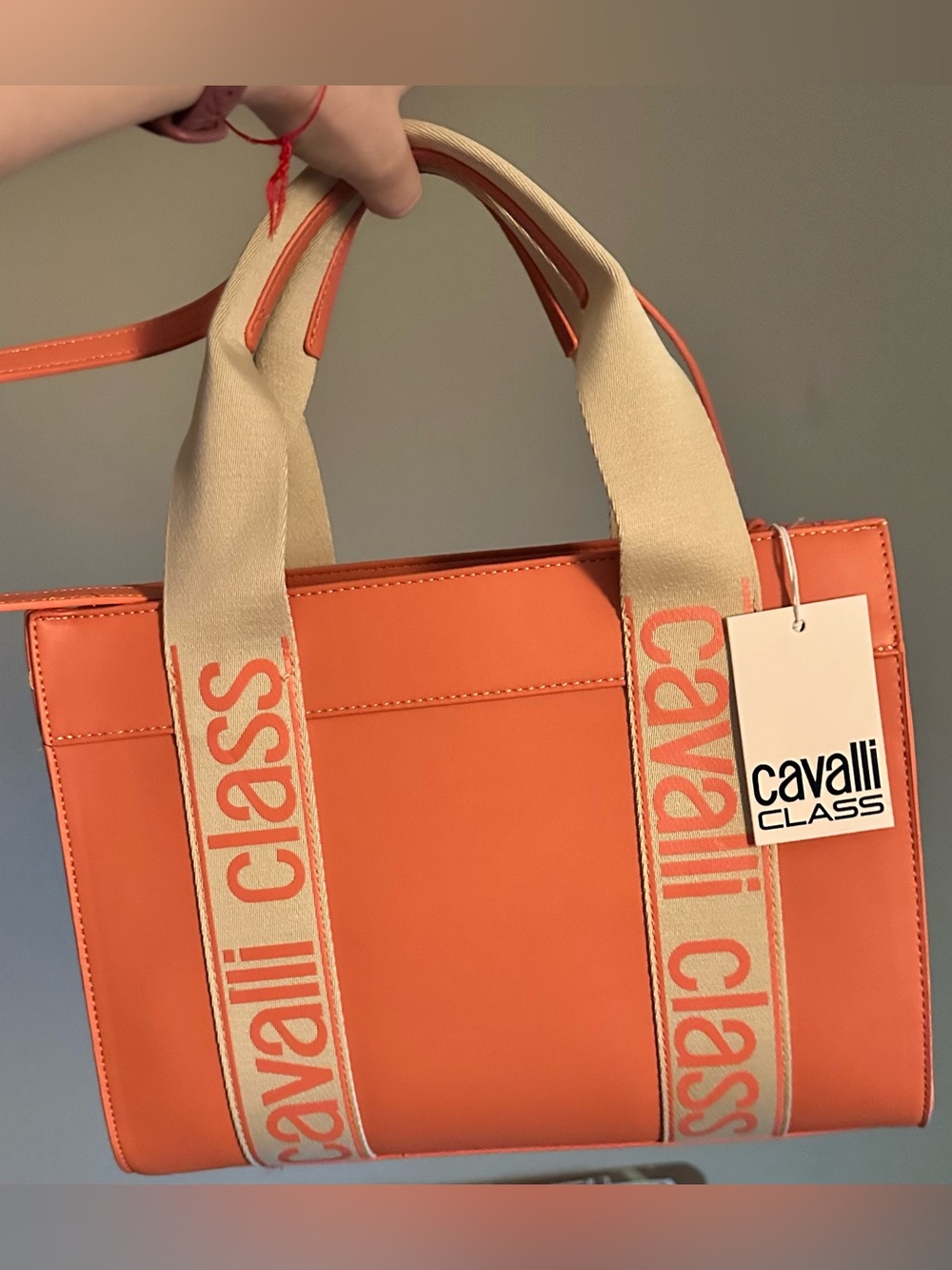 Cavalli Class Serafina Large Tote with Cream Logo Straps New with Tags
